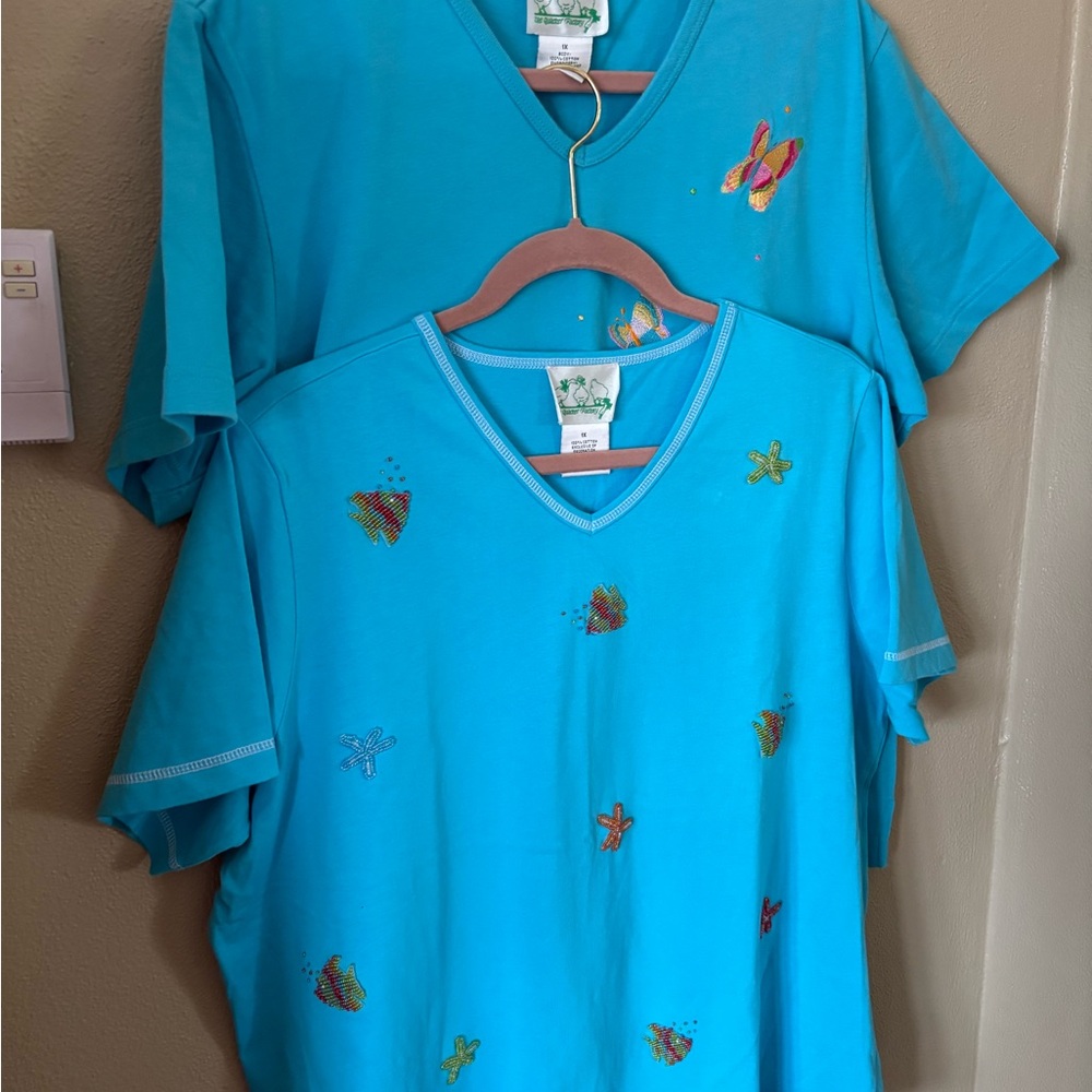 Set of 2 Quacker Factory t-shirts, 1X